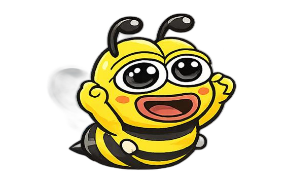 Пчела-талисман платформы Соты с радостным выражением