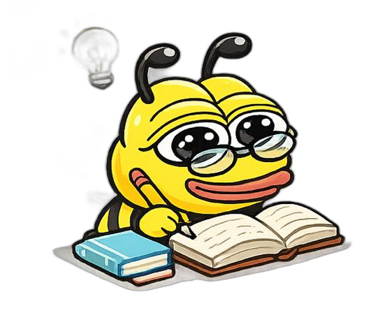 Задумчивая пчела в очках с книгой — умная подготовка